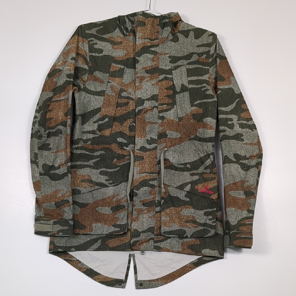 Burton Women's‎ Green and Brown Camouflage windbreaker Jacket Size M GUC